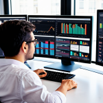 **Prompt:** A person sitting at a desk, surrounded by multiple monitors displaying social media feeds and analytical dashboards, showcasing the active monitoring of brand mentions and sentiment online. Google Alerts are visible in one screen, and the overall scene should convey a sense of vigilance and data analysis, with a focus on using social listening tools to manage a brand's digital reputation. The setting is a modern, bright office.