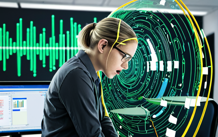 Email Encryption Scenario**
A frustrated-looking office worker is hunched over their computer, surrounded by swirling lines of code representing data breaches, while a bright, secure bubble encapsulates an email on their screen, symbolizing end-to-end encryption. The background features blurred faces of people in a crowded office, highlighting the risk of eavesdropping on unencrypted communication. Emphasis on the contrast between chaos and security. Color palette: muted grays and blues contrasted with vibrant greens and yellows for the encrypted email bubble.
**