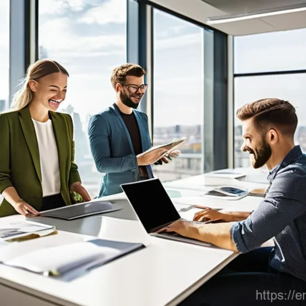 효과적인 온라인 커뮤니케이션을 위한 에티켓 - **Prompt 1: Diverse Team Collaborating in a Modern Digital Workspace**
    "A vibrant and diverse gr...
