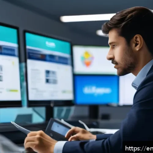 Home 33 정확한 정보 공유를 위한 에티켓 - A modern digital newsroom scene with diverse journalists working on multiple screens displaying cred...