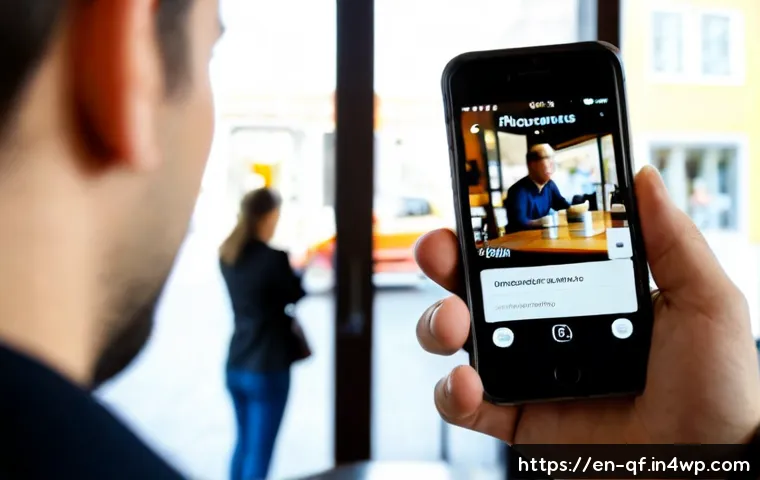 Home 17 연락처 정보를 공유할 때의 주의사항 - Photorealistic close-up of a cautious adult reviewing a smartphone contact-sharing screen while shie...